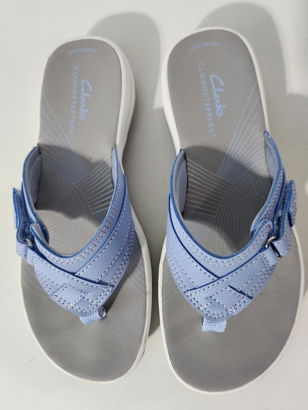 Clarks CLOUDSTEPPERS Light Blue Thong Sandals with Cushioned Footbed Size 7 - Picture 6 of 6